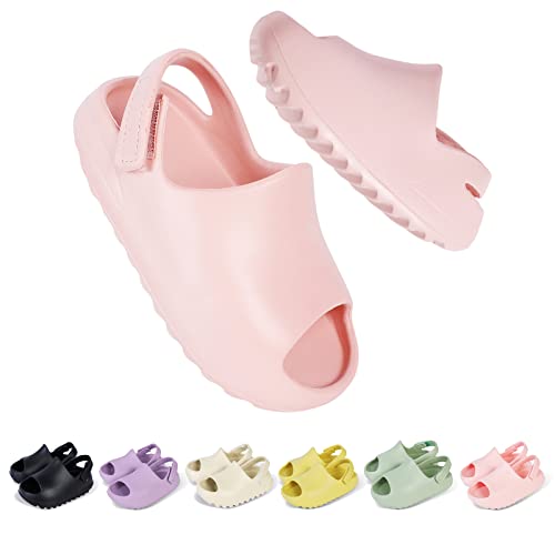 bolukets Kinder Hausschuhe Mädchen Jungen Badelatschen Sommer Weiche Open Toe Sandalen Rutschfest Kleinkinder Pantoletten Schnelltrocknend Dusch Cloud Schlappen Strand Badeschlappen,Rosa,23/24EU von bolukets