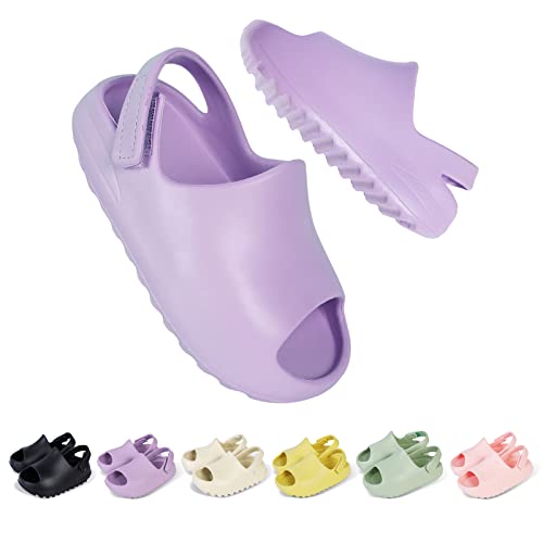 bolukets Kinder Hausschuhe Mädchen Jungen Badelatschen Sommer Weiche Open Toe Sandalen Rutschfest Kleinkinder Pantoletten Schnelltrocknend Dusch Cloud Schlappen Strand Badeschlappen,lila,19/20EU von bolukets