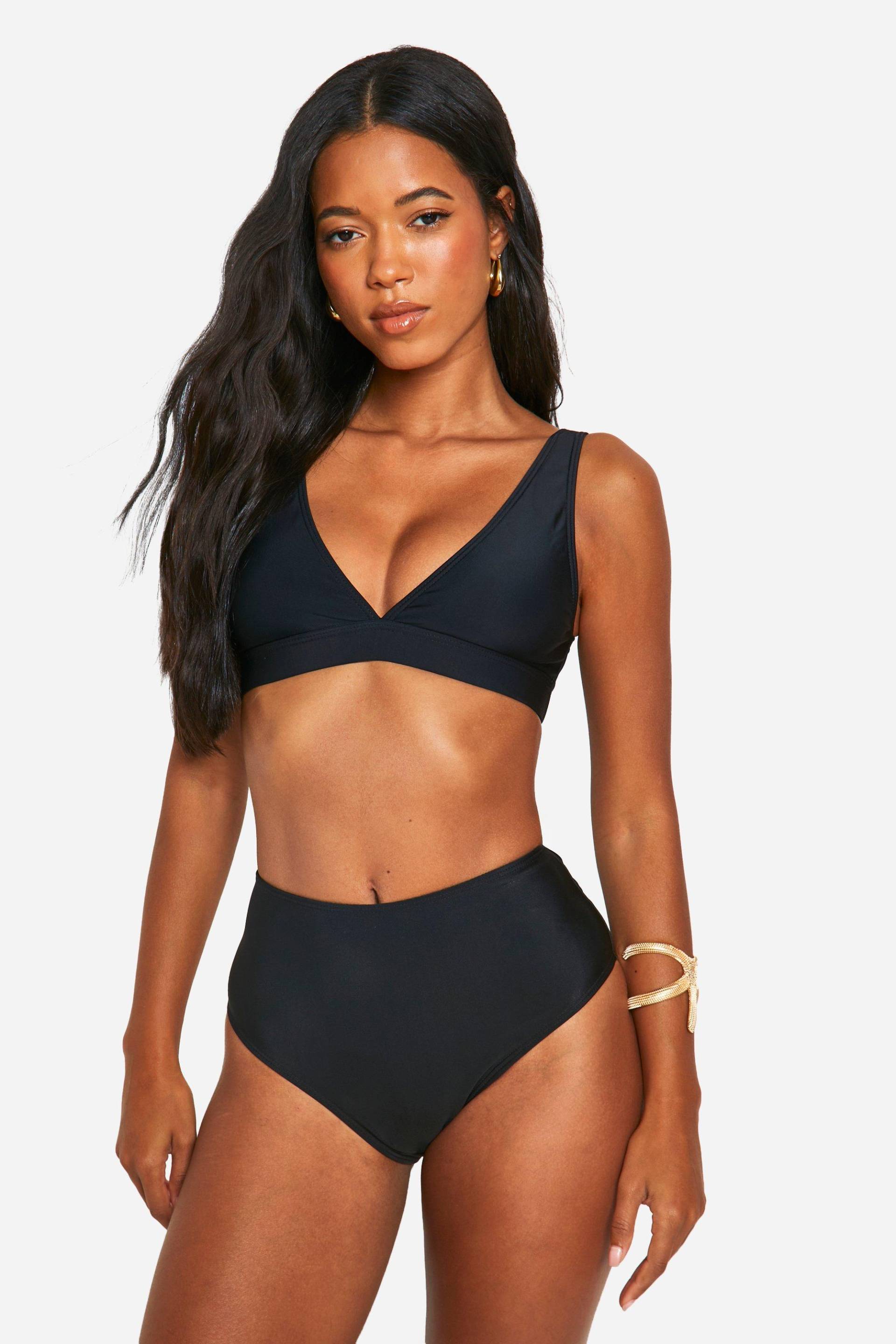 Essentials Bikinihose Mit Hohem Bund - Black - 42, Black von boohoo