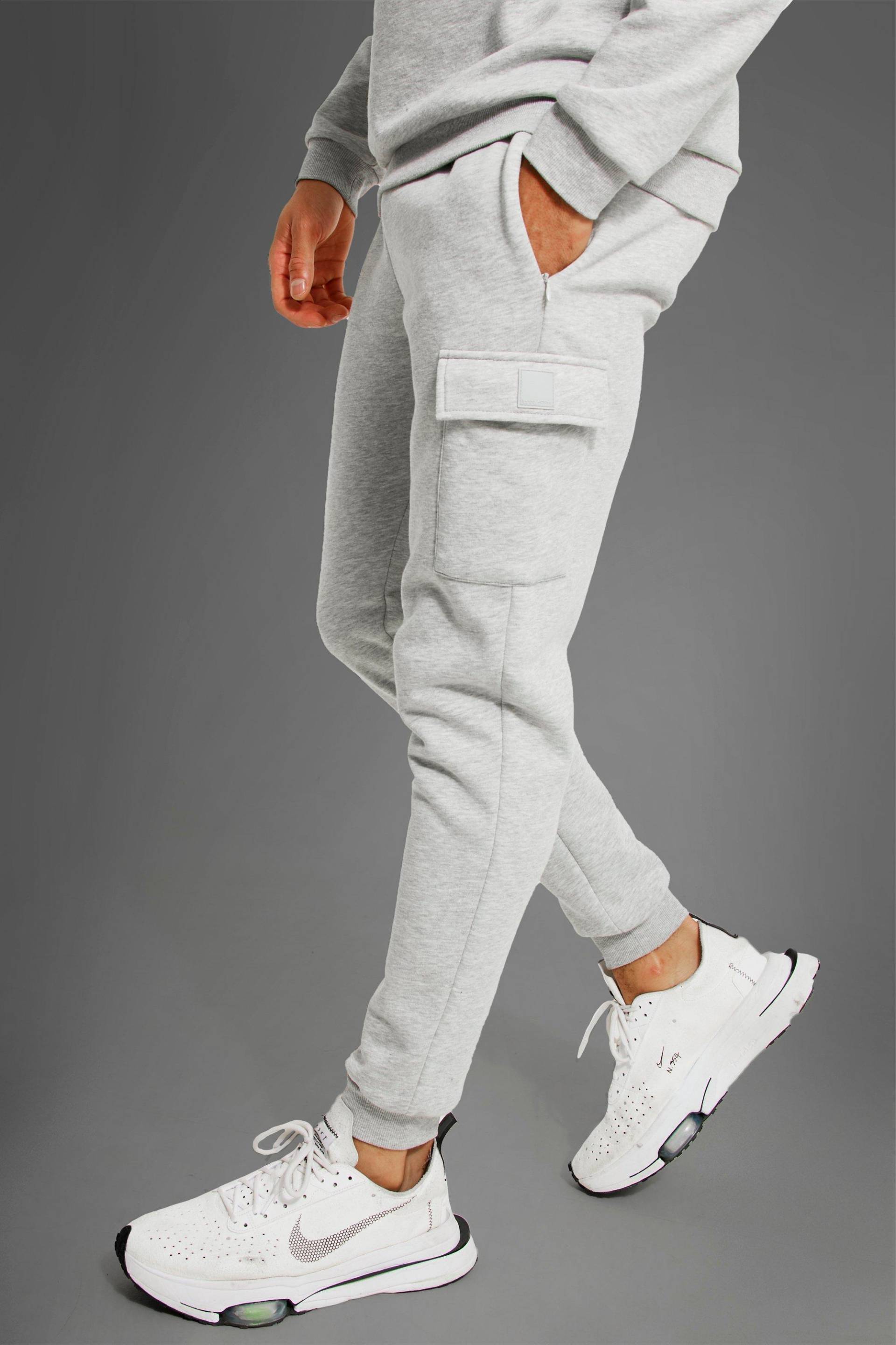 Man Active Gym Cargo-Jogginghose - Grey Marl - L, Grey Marl von boohoo