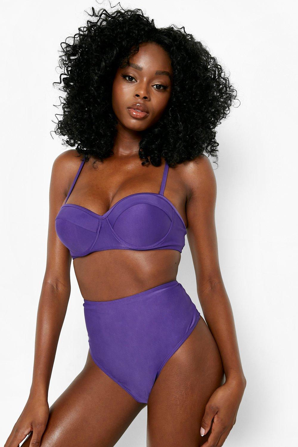 Gepolstertes Bandeau-Bikinioberteil - Midnight Purple - 36, Midnight Purple von boohoo