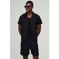 Kurzärmliges Leinen-Hemd & Shorts - Schwarz - XS, Schwarz Kurzärmliges Leinen-Hemd & Shorts - Schwarz - XS, Schwarz von boohooman