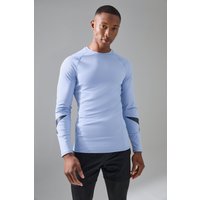 Mens Active Base Layer Long Sleeve T-shirt With Star Print - Blau - L, Blau von boohooman