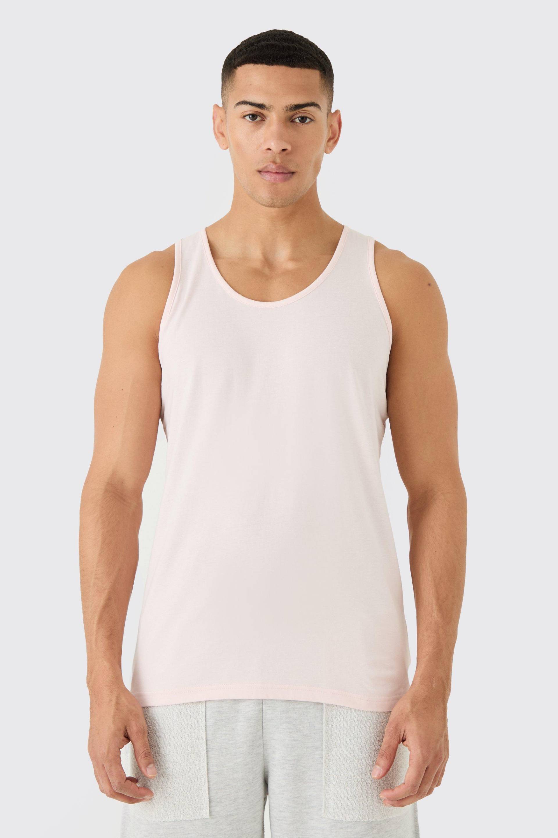 Mens Basic Man Triangle vest - Rosa - L, Rosa von boohooman