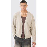 Mens Boxy Fit Knitted Cardigan - Grau - L, Grau von boohooman