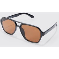 Mens Contrast Lens Aviator Sunglasses In Brown - Braun - ONE SIZE, Braun von boohooman