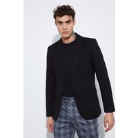 Mens Einreihiger Skinny Jersey-Blazer - Schwarz - 38, Schwarz von boohooman