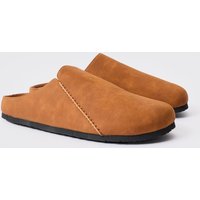 Mens Faux Suede Slip On Mule In Tan - Beige - 8, Beige von boohooman