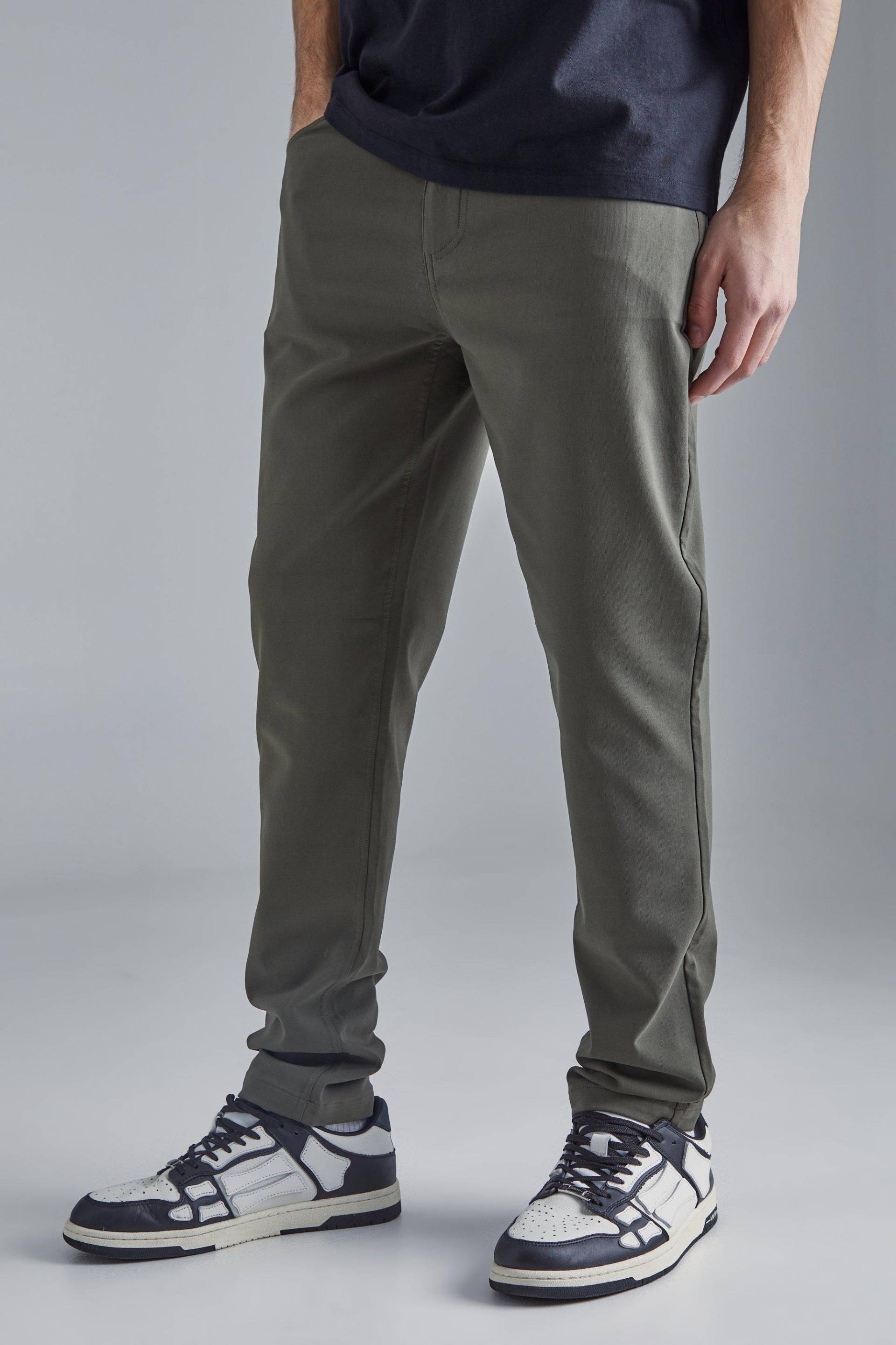 Mens Slim-Fit Stretch-Hose - Khaki - 30, Khaki von boohooman