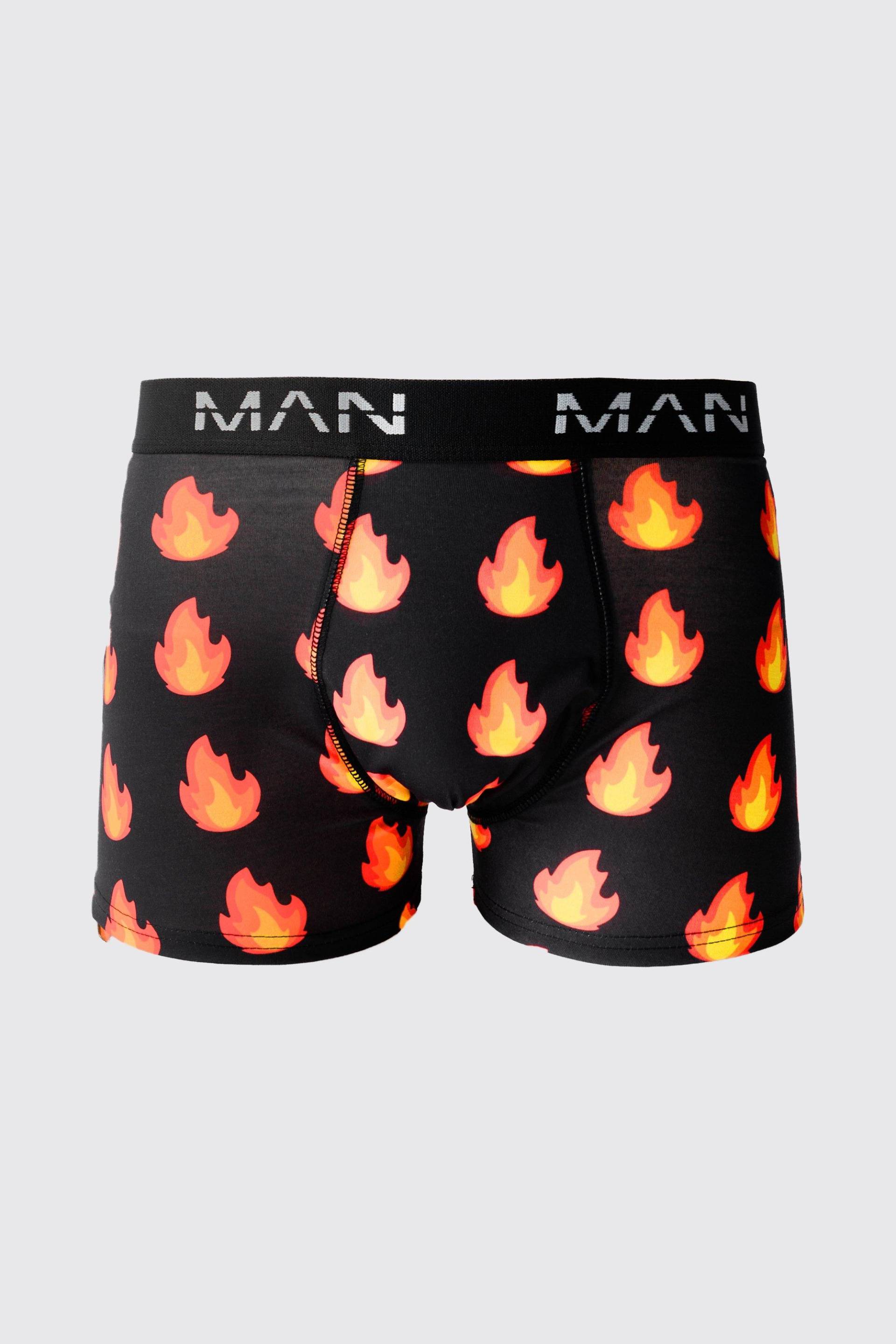 Mens Man Boxershorts mit Flammen-Print - Mehrfarbig - M, Mehrfarbig von boohooman