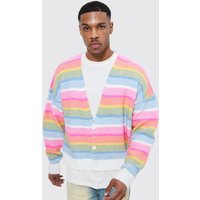 Mens Kastiger Strick-Cardigan mit Farbverlauf - Mehrfarbig - XL, Mehrfarbig von boohooman