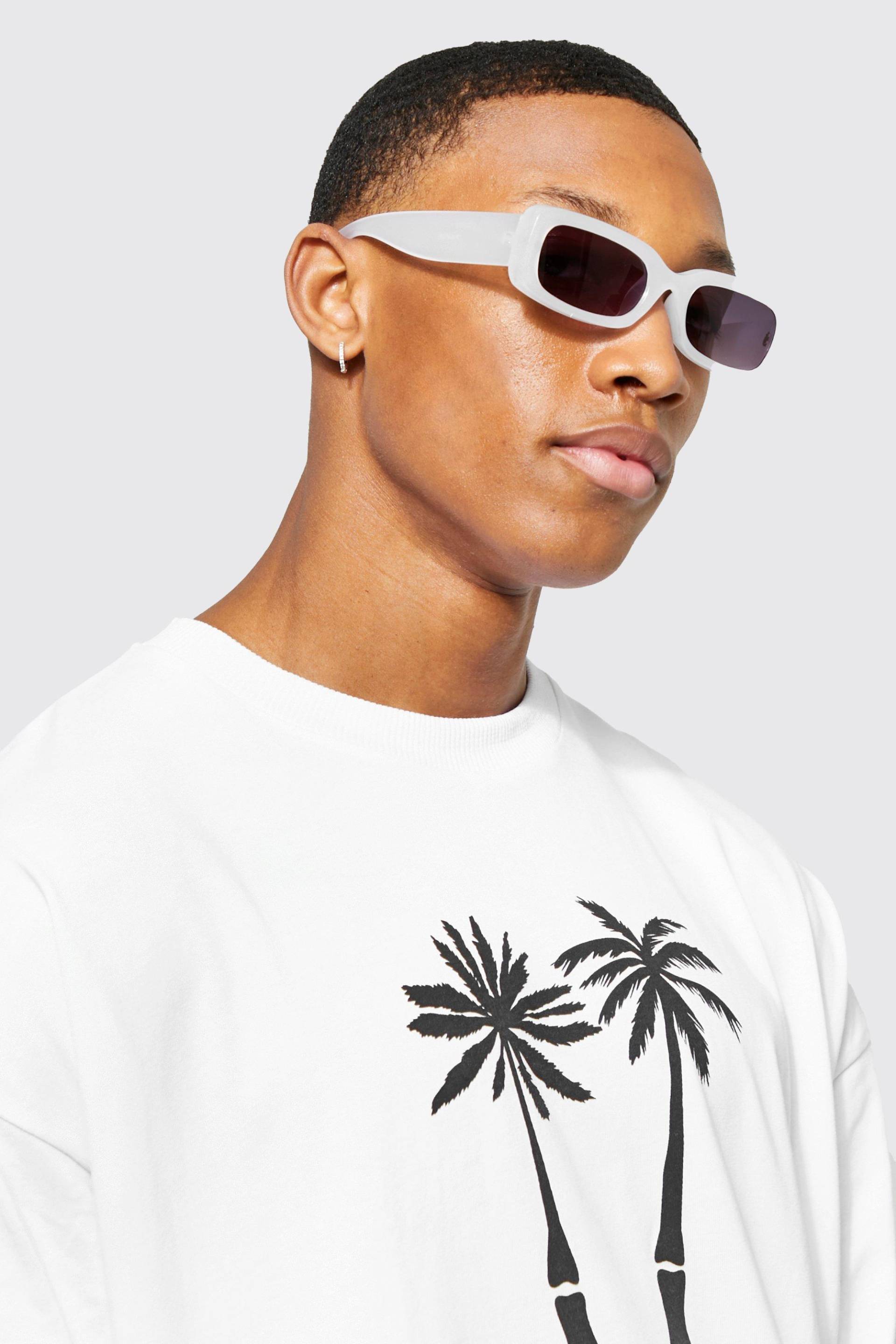 Mens Klobige Sonnenbrille aus Plastik - Weiß - ONE SIZE, Weiß von boohooman