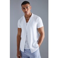 Mens Kurzärmliges Leinen-Hemd - Weiß - XL, Weiß von boohooman