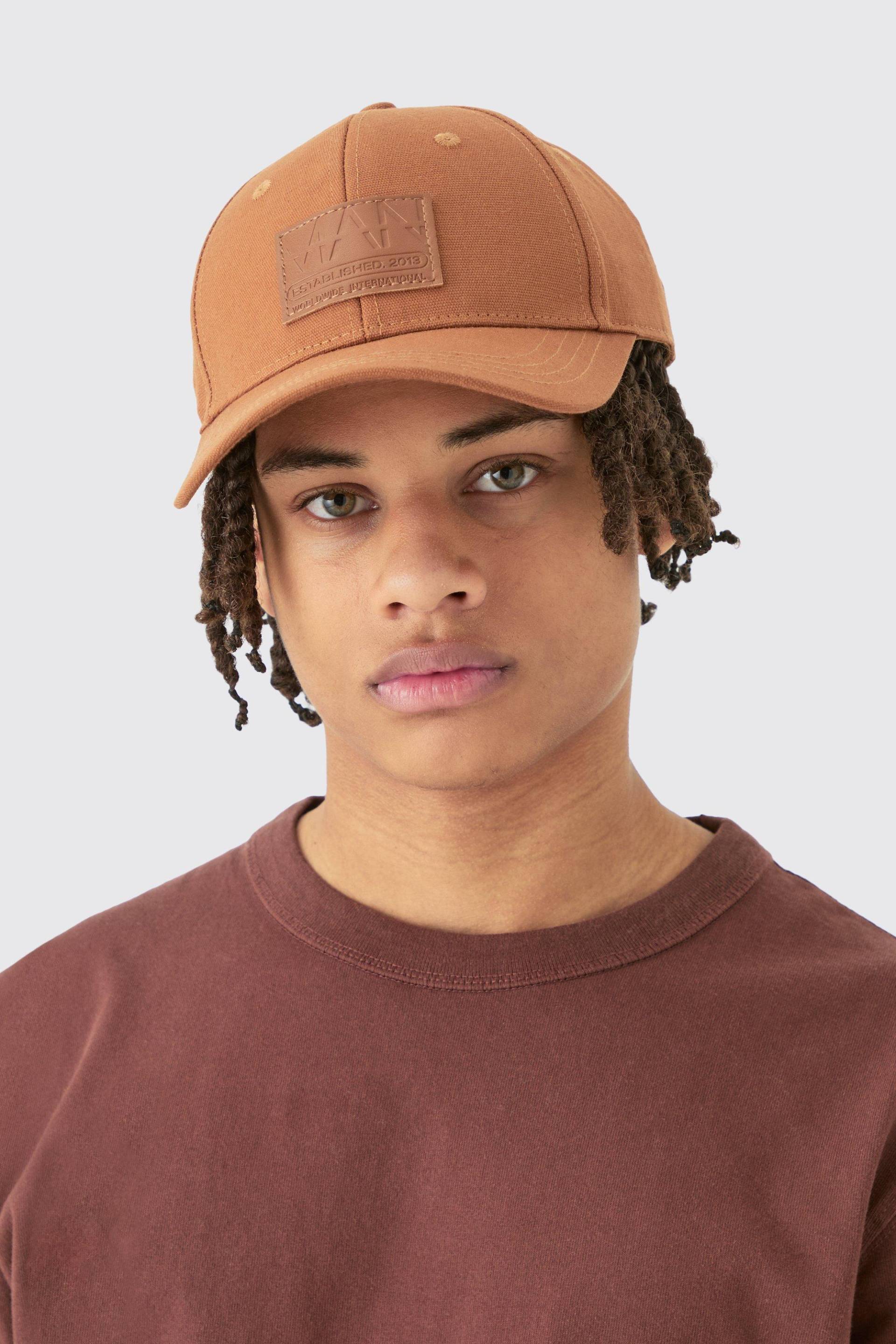 Mens Man Pu Tab Cap In Tan - Beige - ONE SIZE, Beige von boohooman