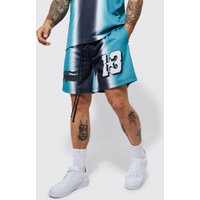 Mens Mesh Basketball-Shorts mit Homme Farbverlauf-Print - Petrol - S, Petrol von boohooman