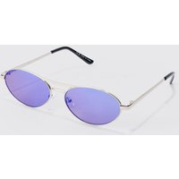 Mens Mirror Lens Sunglasses In Blue - Blau - ONE SIZE, Blau von boohooman