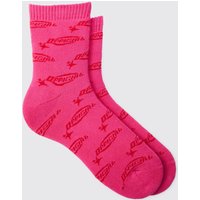 Mens Official Logo Print Socks - Rosa - ONE SIZE, Rosa von boohooman