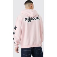 Mens Official Oversize Hoodie mit Stern-Print - Rosa - M, Rosa von boohooman