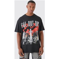 Mens Oversized Boxy Fall Out Boy Band License T-shirt - Schwarz - M, Schwarz von boohooman