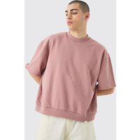 Mens Oversized Boxy Heavyweight Short Sleeve Sweatshirt - Rosa - M, Rosa von boohooman