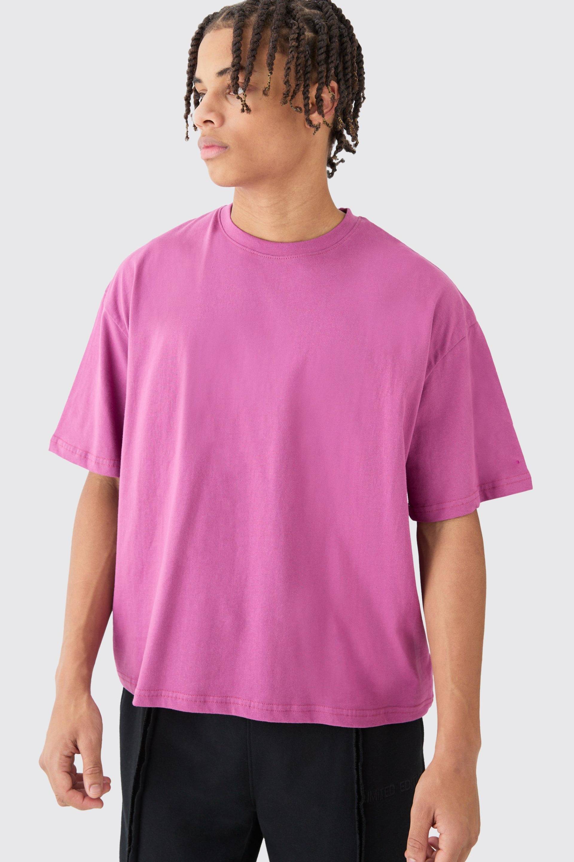 Mens Oversized Boxy T-shirt - Rosa - L, Rosa von boohooman