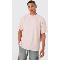 Mens Oversized Extended Neck Towelling T-shirt - Rosa - XL, Rosa von boohooman