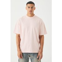 Mens Oversized Heavy Extended Jaqaurd Neck T-shirt - Rosa - S, Rosa von boohooman