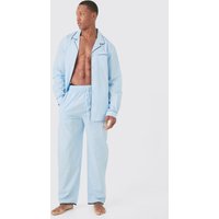 Mens Oversized Lounge Shirt & Bottom Set - Blau - XL, Blau von boohooman