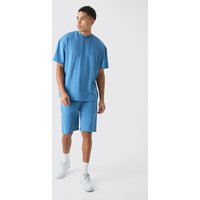 Mens Oversize Premium T-Shirt & Shorts - Blau - XS, Blau von boohooman