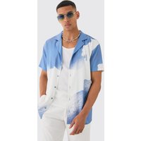 Mens Oversized Revere Cloud Short Sleeve Shirt - Blau - L, Blau von boohooman