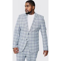 Mens Plus Checked Skinny Fit Blazer - Grau - 44, Grau von boohooman