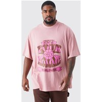 Mens Plus Oversize T-Shirt mit Pour Homme Print - Rosa - XXXXL, Rosa von boohooman