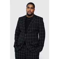 Mens Plus Window Pane Check Skinny Fit Blazer - Schwarz - 44, Schwarz von boohooman