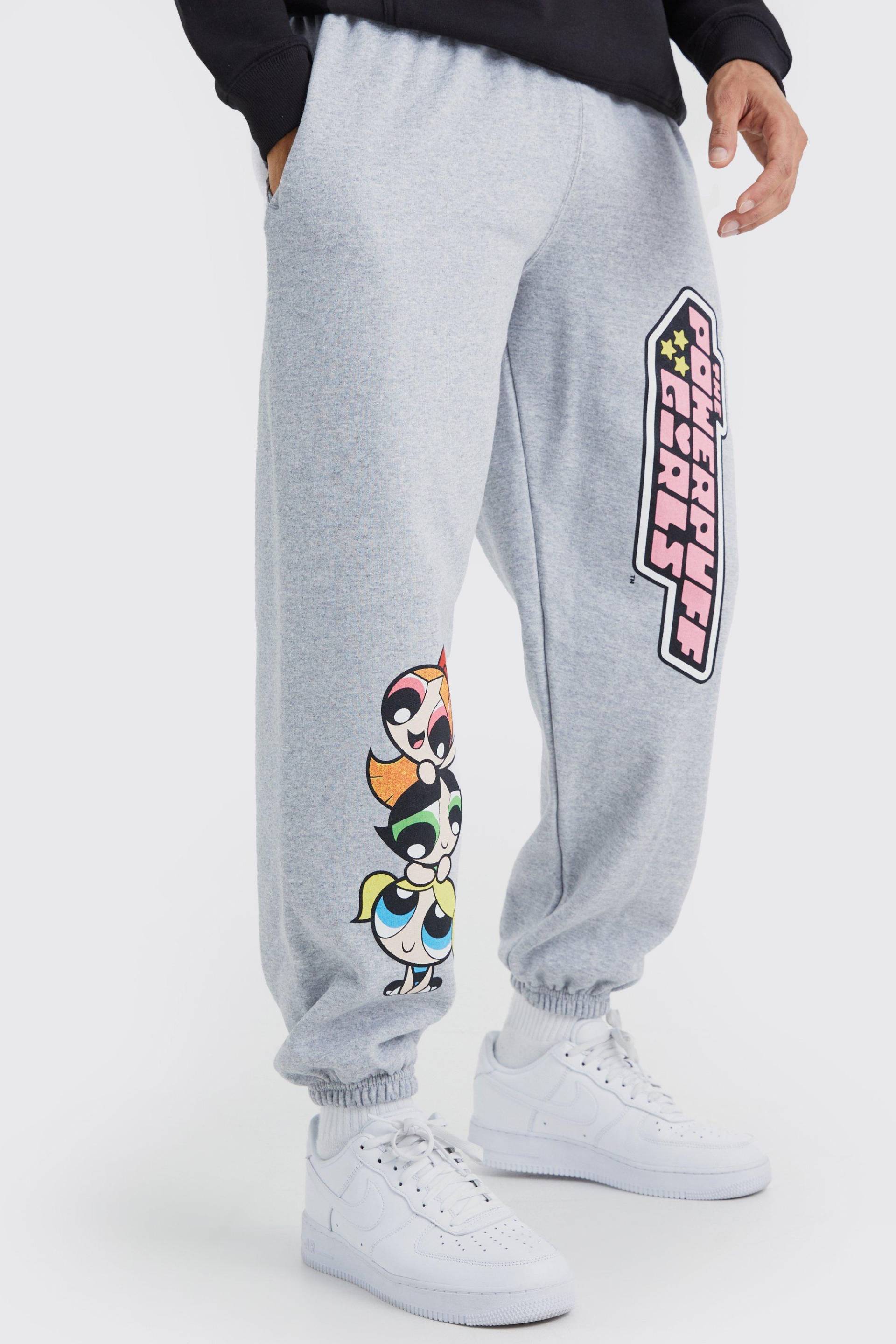 Mens Jogginghose mit lizenziertem Powerpuff Girls Print - Grau - M, Grau von boohooman