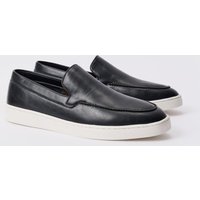 Mens Pu Slip On Loafer In Black - Schwarz - 9, Schwarz von boohooman