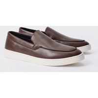 Mens Pu Slip On Loafer In Brown - Braun - 10, Braun von boohooman