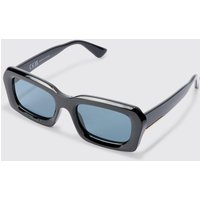 Mens Rectangular Metal Frame Sunglasses In Black - Schwarz - ONE SIZE, Schwarz von boohooman