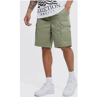 Mens Lockere Cargo-Shorts mit elastischem Bund - Khaki - XS, Khaki von boohooman