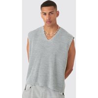 Gerippter Pullunder mit V-Ausschnitt - Grau - M, Grau Gerippter Pullunder mit V-Ausschnitt - Grau - M, Grau von boohooman