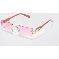 Mens Rimless Temple Detail Sunglasses - Rosa - ONE SIZE, Rosa von boohooman