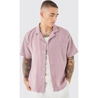 Mens Short Sleeve Boxy Textured Shirt - Rosa - S, Rosa von boohooman