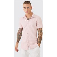 Mens Short Sleeve Diamond Muscle Fit Shirt - Rosa - S, Rosa von boohooman