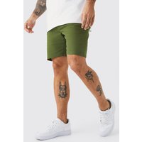 Mens Skinny Stretch Chino-Shorts - Khaki - 30, Khaki von boohooman