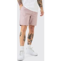 Mens Slim Fit Elastic Waist Bermuda Shorts - Rosa - L, Rosa von boohooman