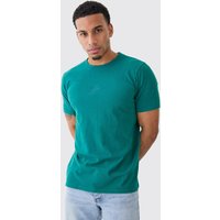 Mens Slim Fit Man Acid Wash Crew Neck T-shirt - Petrol - XS, Petrol von boohooman