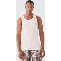 Mens Slim Waffle Vest - Rosa - XL, Rosa von boohooman