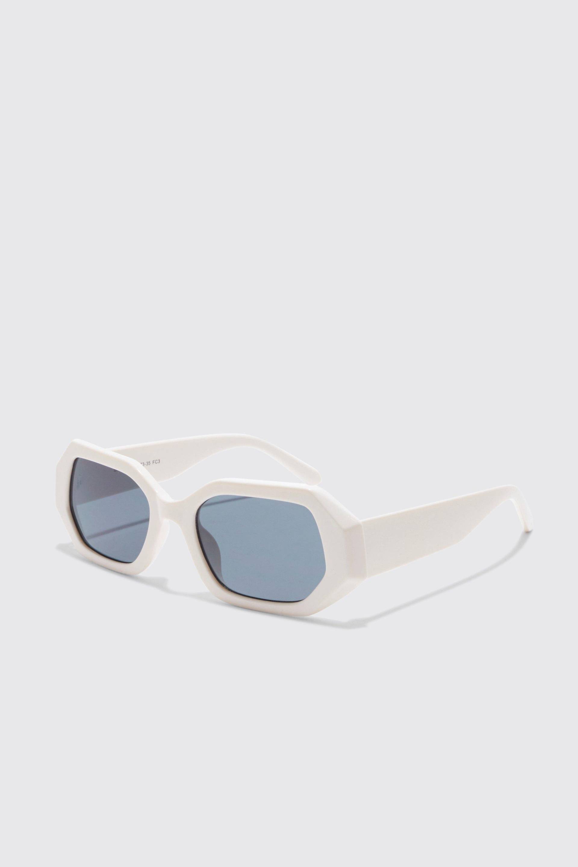 Mens Sonnenbrille mit Hexagon-Gläsern - Weiß - ONE SIZE, Weiß von boohooman