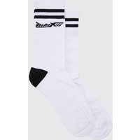 Mens Sport-Socken mit Logo - Weiß - ONE SIZE, Weiß von boohooman