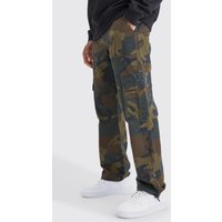 Mens Camouflage Hose mit geradem Bein - Khaki - 28, Khaki von boohooman