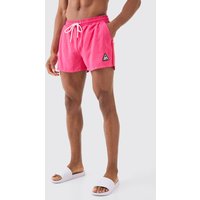 Mens Super Short Man Triangle Crinkle Swim Short - Rosa - L, Rosa von boohooman